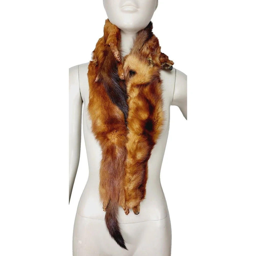Antique Koseff Furs Whole Mink Body Pelts Heads Tails Hands Feet Fur Scarf Stole